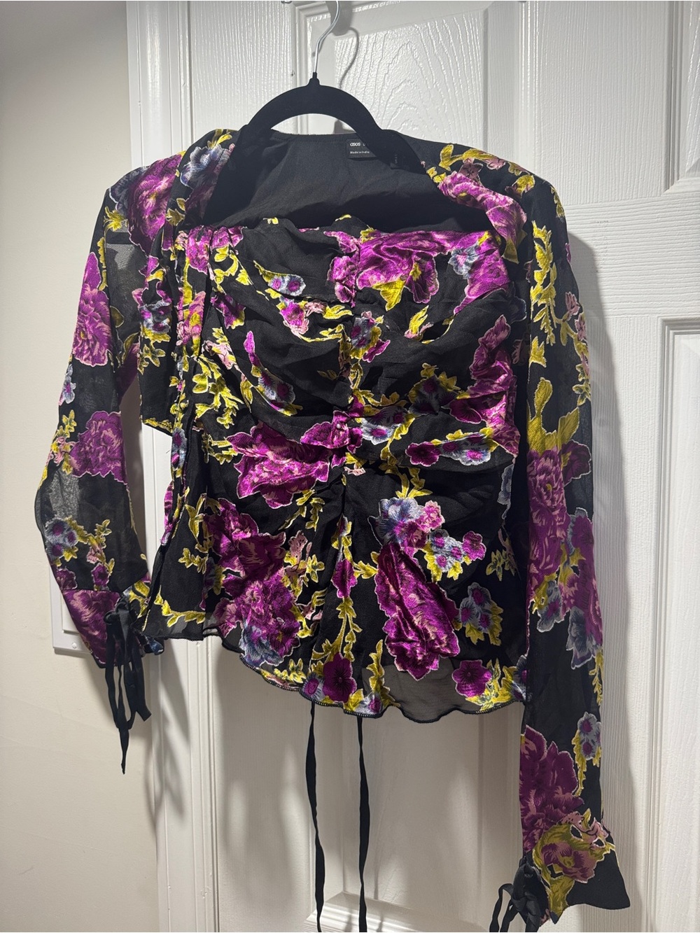 ASOS Design satin floral wrap top & skirt co-ord